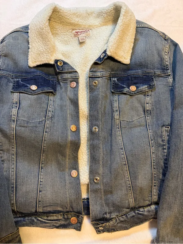 Arizona Jeans Light Blue Denim Jacket with White Sherpa - Image 3
