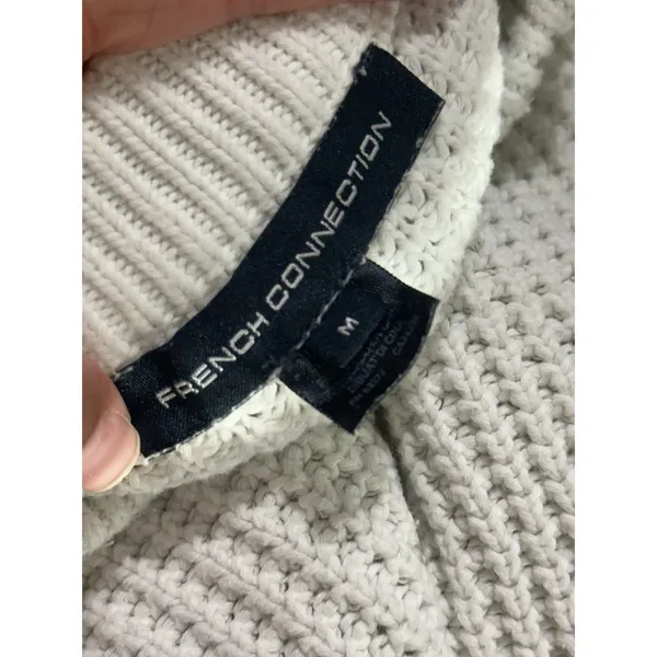 French‎ Connection Lune Mozart Waffle Jumper Cream Short Puff Sleeve Cotton M - Image 7