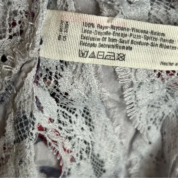 Free People Grey Floral Voile and Lace‎ Trapeze Slip Dress Size S - Image 9