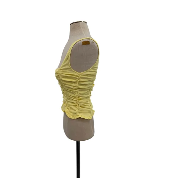 White Fox Bare With Me Bustier Top‎ Lemon Yellow Ruched Corset Tank Size Medium - Image 7