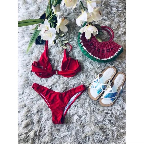 Zaful NWT Cherry Red Aubree Bikini - Image 3