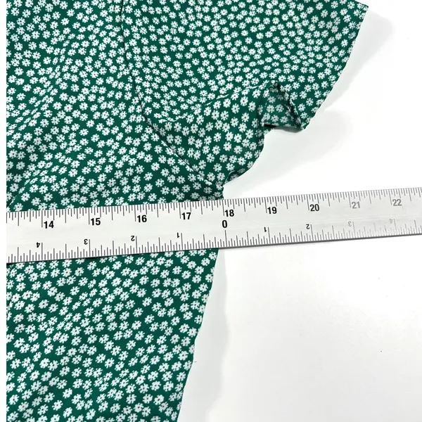 Abercrombie & Fitch Green Floral Wrap‎ Mini Dress Ruffle Daisy Medium EUC - Image 7