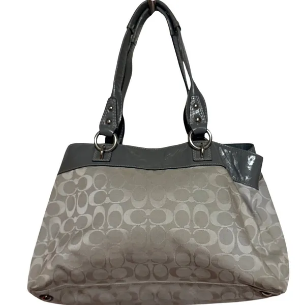 Coach Brooke Jacquard Satchel/Handbag Gray Silver Est 1941 L 10752 - F15533 - Image 2