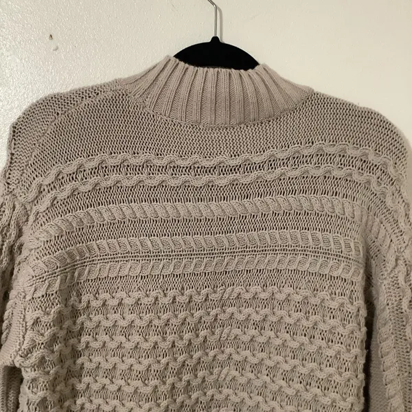 Haven Well‎ Within Quiet Luxury Organic Cotton Cable Knit Funnel Neck Sweater S - Image 8