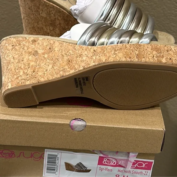 Sugar Gold and Silver Striped Mules Size 9 - Image 9