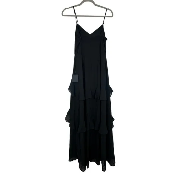 Lulus Black Ruffle Spaghetti‎ Strap Maxi Dress Formal Evening Occasion Chiffon - Image 4