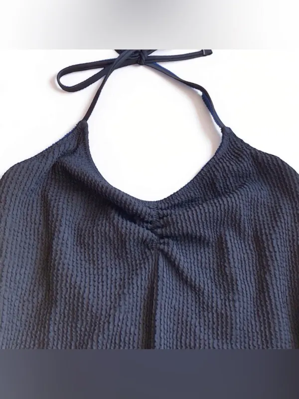 Aerie Ribbed Halter One Piece Swimsuit Cheekiest Black Size M NWT - Image 5