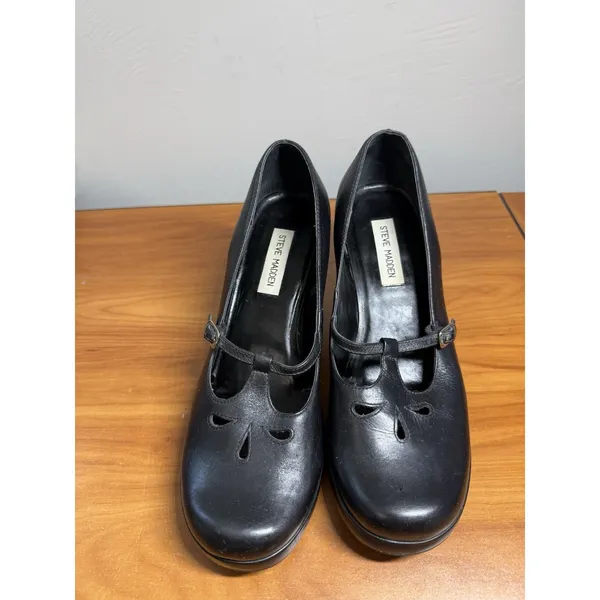 Vintage‎ Y2K Steve Madden Mariam Leather Mary Jane Heels Womens Perforated 10B - Image 6