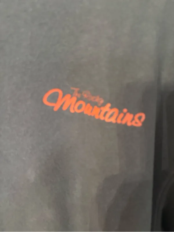 Gray Crewneck Sweatshirt with Orange 'Mountains' Script Size M - Image 2