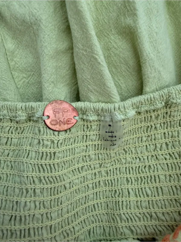 Free People FP One Mexico City Embroidered Ruffle Shorts Green Orange Medium - Image 10