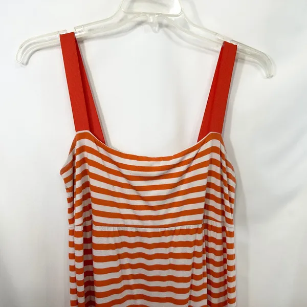 Old Navy Large Maxi Dress Orange White Striped Tiered‎ Sleeveless TN Vols 1595 - Image 3
