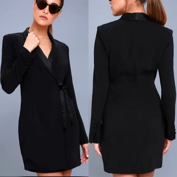 Lulus Style Savvy Wrap Blazer Dress in Black Size Extra Small‎ - Image 2