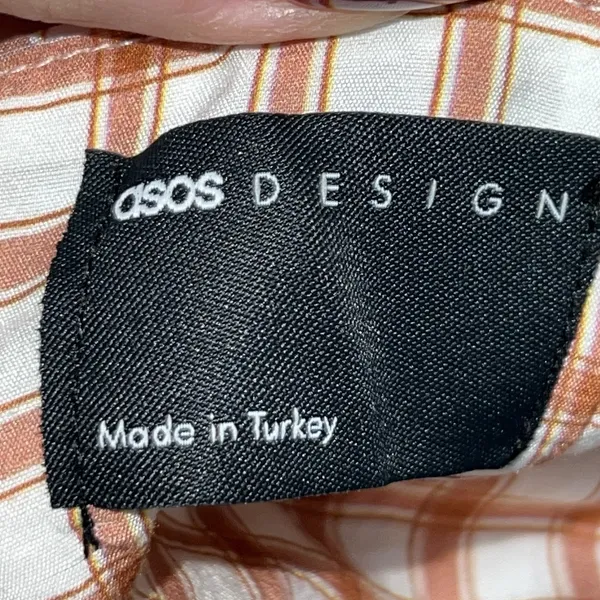 ASOS DESIGN Knot Detail Tiered MIdi‎ Dress Brown Gingham Large Tie Open Back - Image 8