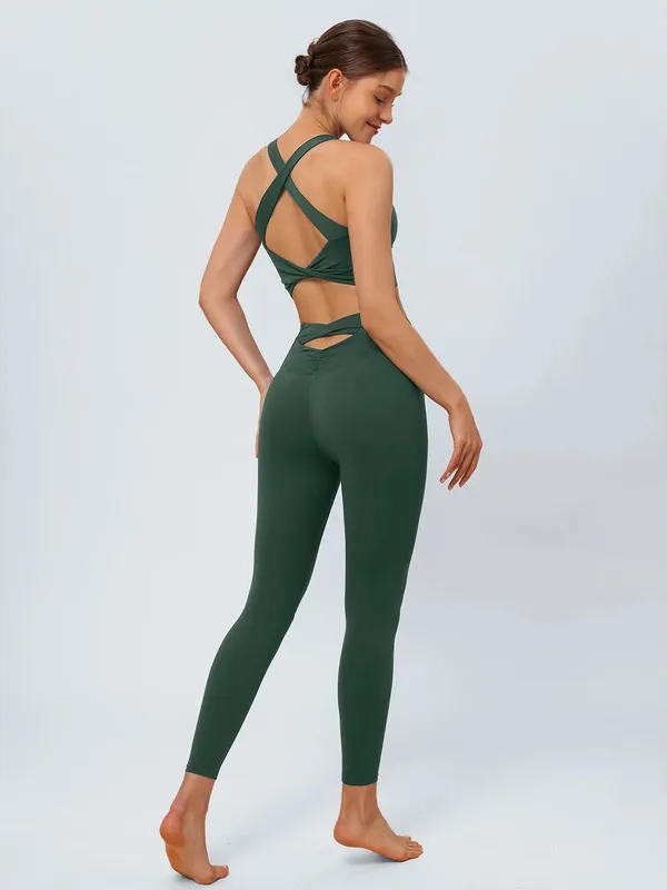 Berlook Activewear High-Waist Forest Green Seamless Leggings 24” - Image 4
