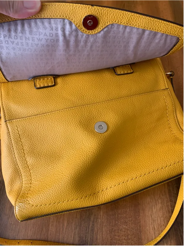 Kate Spade Margaux Saffron Yellow Satchel – Pebbled Leather Crossbody Tote - Image 12