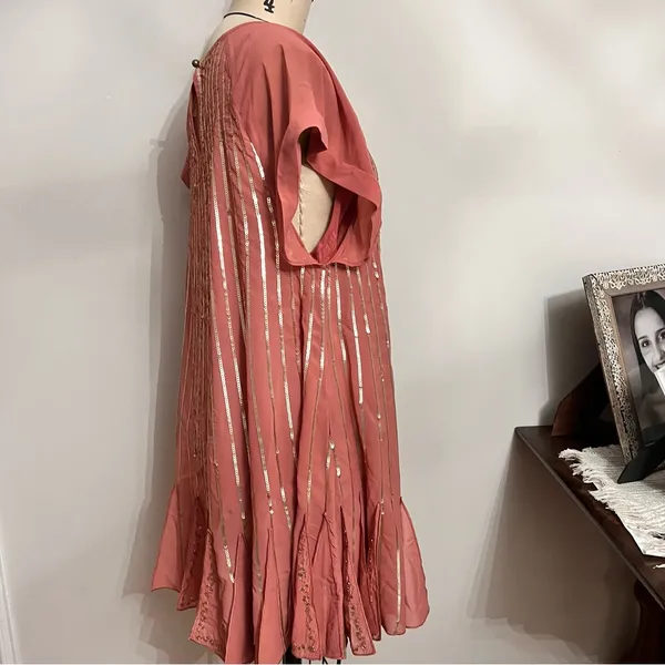 Free People Chiffon Embellished Mini Dress Size Medium - Image 6