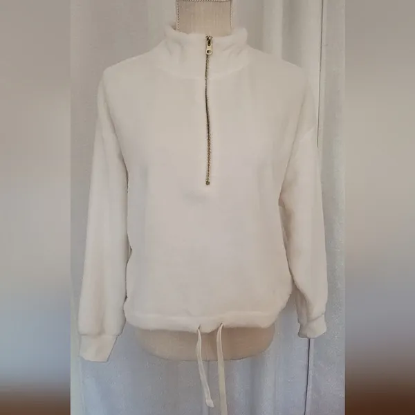 Old navy Cozy Faux-Fur Half-Zip Cinch-Hem Sweatshirt - Image 9