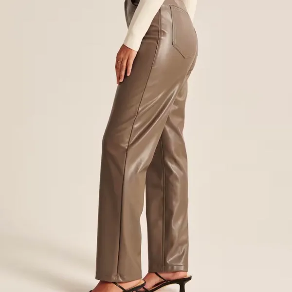 Abercrombie Tan Leather Pants - Image 2
