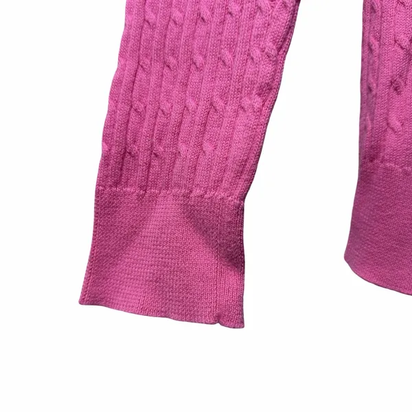 Lauren Ralph Lauren Petite Small Cable Knit Sweater Pink Gold Button Old Money - Image 7