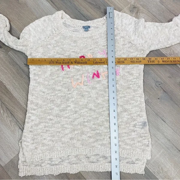 Aerie by AEO Happy Winter Open Weave‎ Sweater Tan Pink Medium Pullover - Image 12