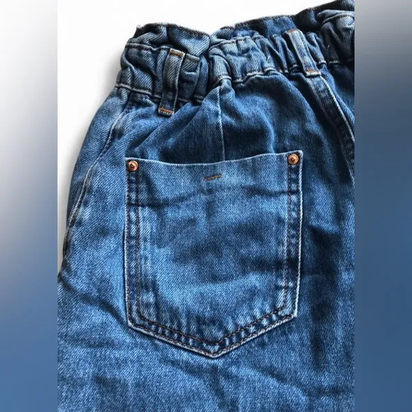 Zara Women's short Blue 100% Cotton with elastic waist Size 2 - Image 5