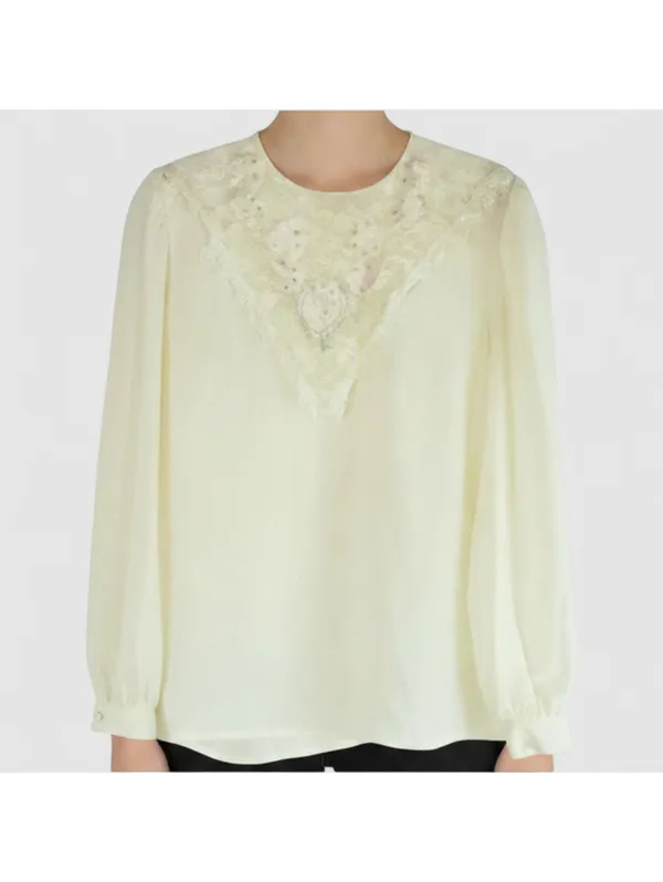 Synergy Vintage Ivory Floral Lace Blouse Womens 6 Small - Image 2