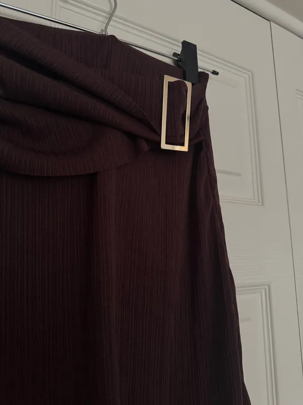 ORPHE nwt brown asymmetric knee length skirt - Image 4