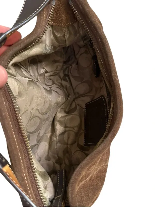 Coach D3S-9503 Suede Leather Shoulder Bag Handbag Brown Vintage - Image 9