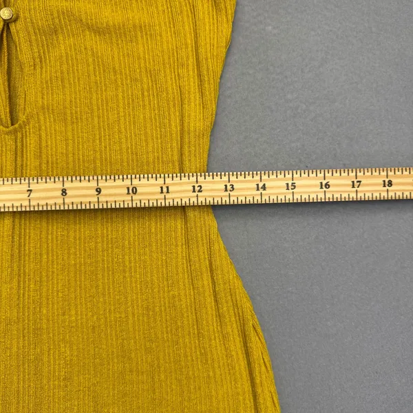 Reformation Ribbed Maxi Dress Mustard Yellow Keyhole Cutout Sleeveless Size M - Image 6