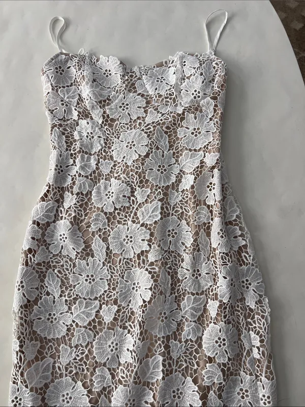 NWT Commense Semi Sheer Double Layer Floral Lace Corset Cami Midi Maxi Dress M - Image 4