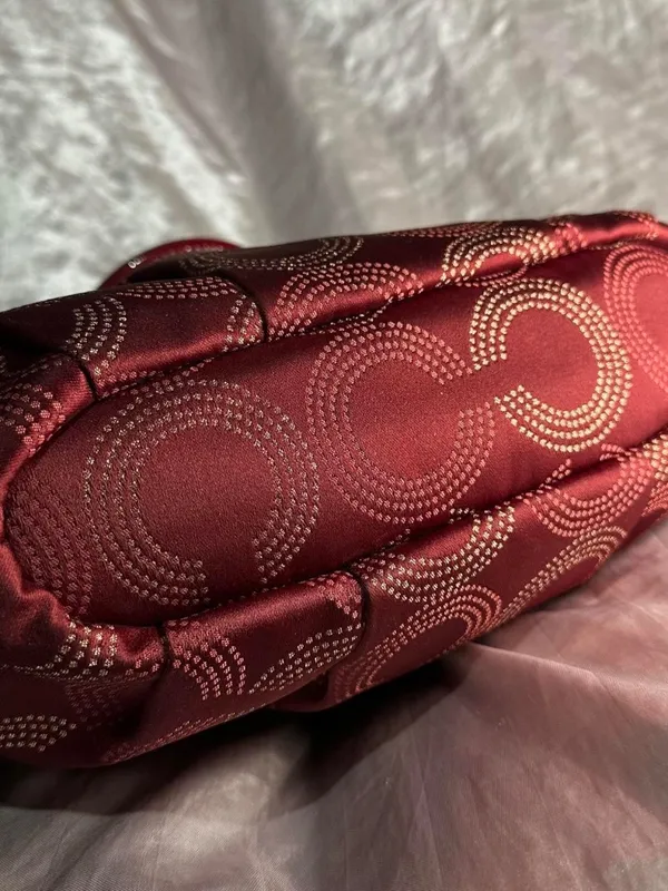 Vintage Y2K Coach Signature Op Art 2Way Burgundy Shoulder Bag - Image 5