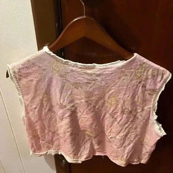 NWT LOVESHACKFANCY Women's Ismay Cropped Embroidered Tank Top Pop of Pink L - Image 5