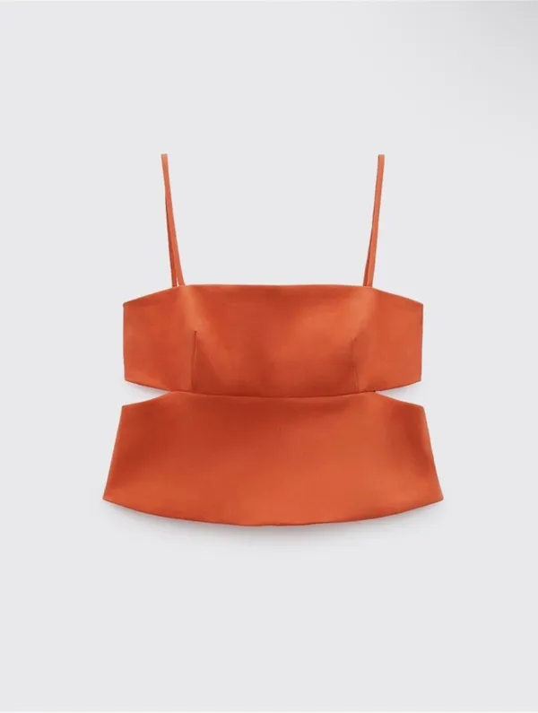 ZARA Orange Cut-Out Top - Image 3