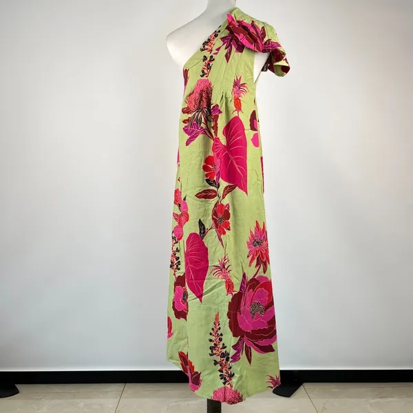 NWOT Farm Rio Fresh Garden One-Shoulder Linen Blend Midi Dress Size XS - Image 9