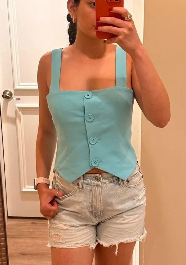 Amanda Uprichard Royston Top Blue size Small - Image 4