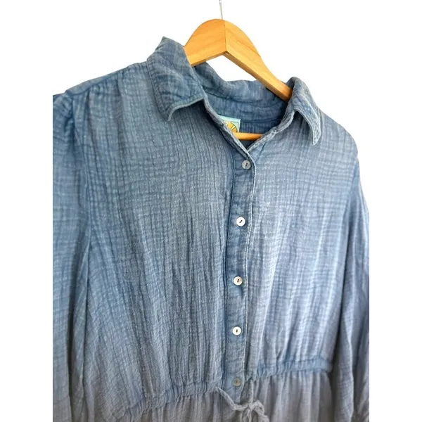 C&C California Dress Marie Double Cotton Gauze Shirtdress M‎ Coastal Minimalist - Image 3