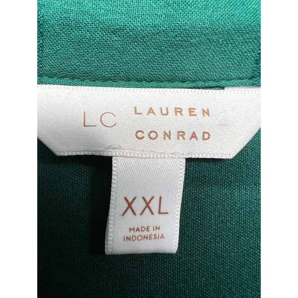 Lauren Conrad Puff Sleeve 1/2 Button Plaid Dress Womens XXL Brunch Party Event - Image 3