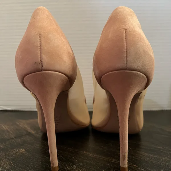 Women’s Schutz Myrine Nubuck Beige Nude Mesh Leather High Heel Sexy Pump 7.5 - Image 11