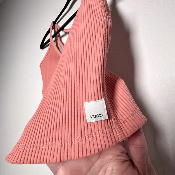 Vuori Ribbed Crop Tank Light Cinnamon Crisscross Back XS - Image 4