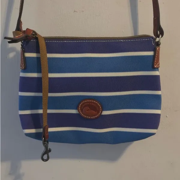 Dooney & Bourke Blue and Cream Striped Tote - Image 7