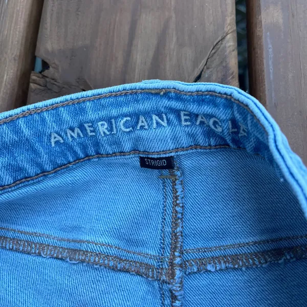 American Eagle Jeans Mom Jean Light‎ Wash Blue Denim Strigid Size 18 - Image 8