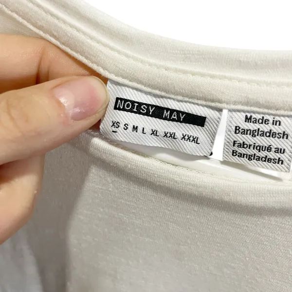 Noisy may Women's Size XS White‎ Long Sleeve Cotton Tee Top NWT - Image 3