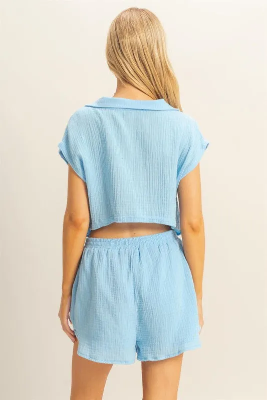Karlie Gauze Open Back Tie Waist V-Neck Romper - Image 2