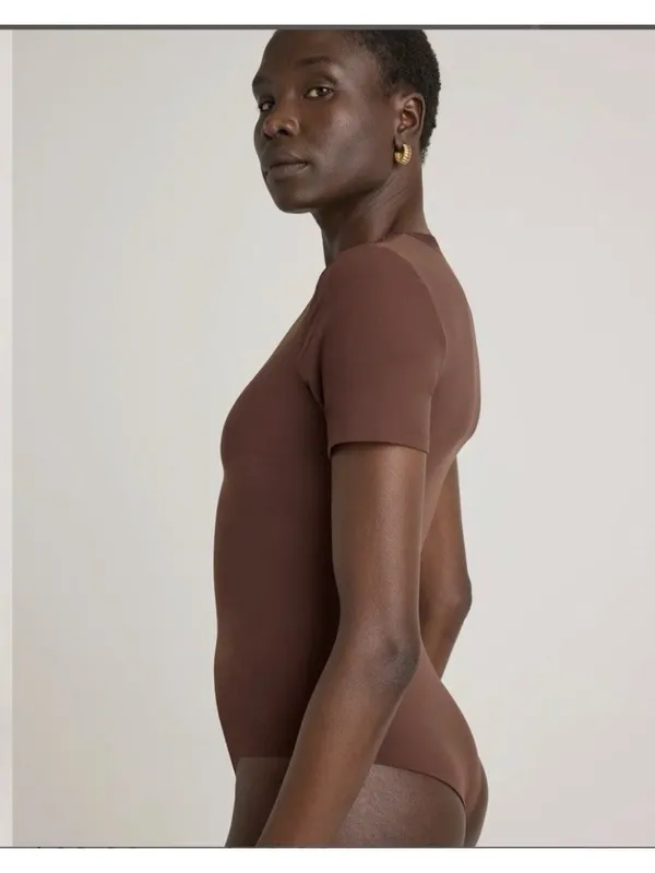 Quince Second Skin T-Shirt Bodysuit Cocoa Brown Size S - Image 4