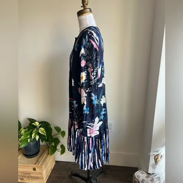 Anthropologie Bl^nk London Meridian Blue Drop Waist Long Sleeve Dress Women's XS - Image 7
