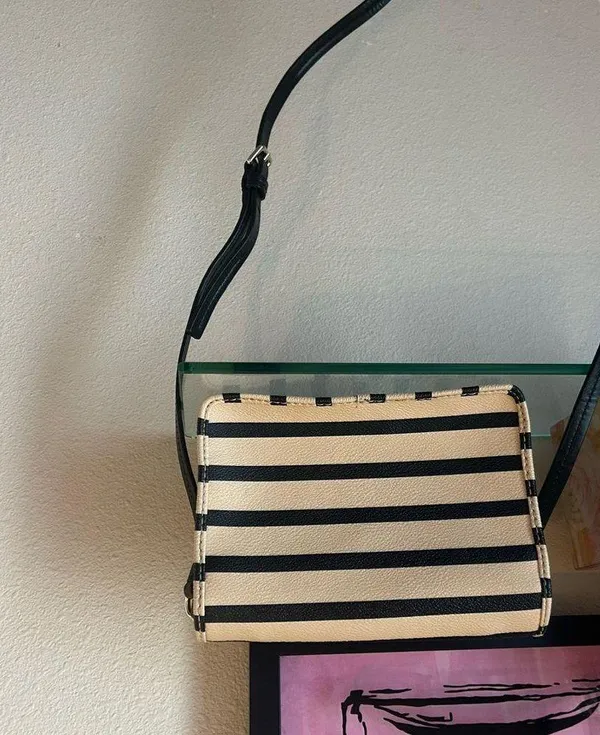 Kate Spade Purse 👜 - Beige and Black Stripe - Image 7