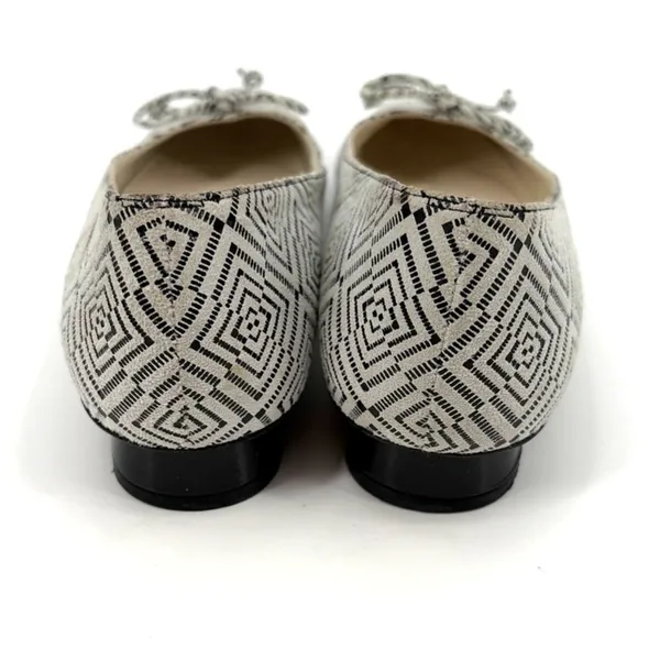 Stuart Weitzman Ballet Flats Sz 7.5N Geometric Bow Leather Preppy Old Money Slip - Image 8