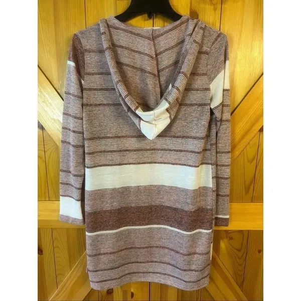 Entro Women’s Open Front Hooded Lightweight Cardigan Orange Cream Size Small (57 - Image 5