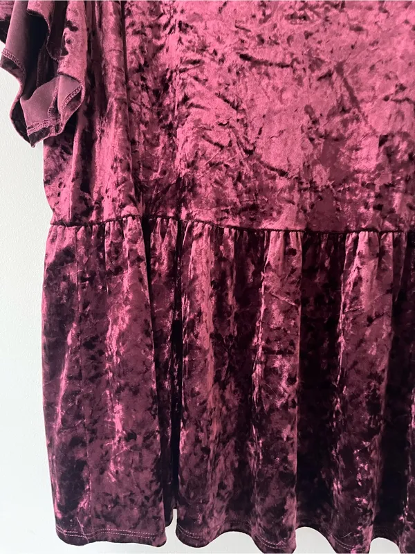 Torrid Burgundy Red Velvet Babydoll Top 3X Romantic Fall Feminine Holiday - Image 4