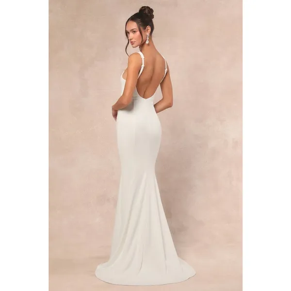 NWT Lulus Safine White Backless Mermaid Maxi Dress Wedding Bride Bridal Size L - Image 2